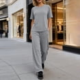 thumbnail image 6 of Cutuoiiu Women Comfortable Oversized T Shirt and High Waist Wide Leg Pants Set Everyday Wear Casual Two Piece Gifts, 6 of 8