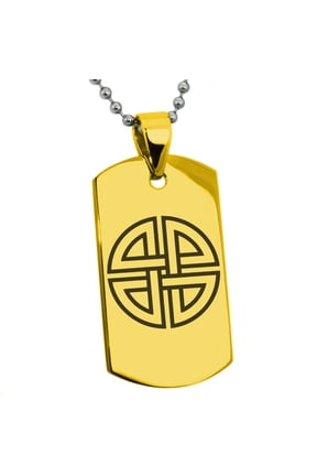 Stainless Steel Shield Knot Viking Norse Rune Engraved Dog Tag Pendant Necklace