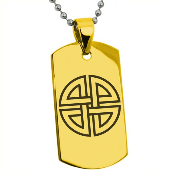 Stainless Steel Shield Knot Viking Norse Rune Engraved Dog Tag Pendant Necklace