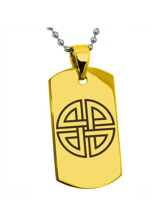 Stainless Steel Shield Knot Viking Norse Rune Engraved Dog Tag Pendant Necklace