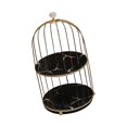 thumbnail image 3 of Cosmetics Iron Storage Rack Jewelry Bathroom Makeup Holder Dessert Display Stand black gold 2 tier, 3 of 9