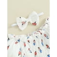 thumbnail image 6 of Suealasg Newborn Infant Girls 4th of July Clothes Popsicle Print Short Sleeve Pleated Romper Bodysuit+Headband Baby Girls Independence Day Summer Outfit, 6 of 9