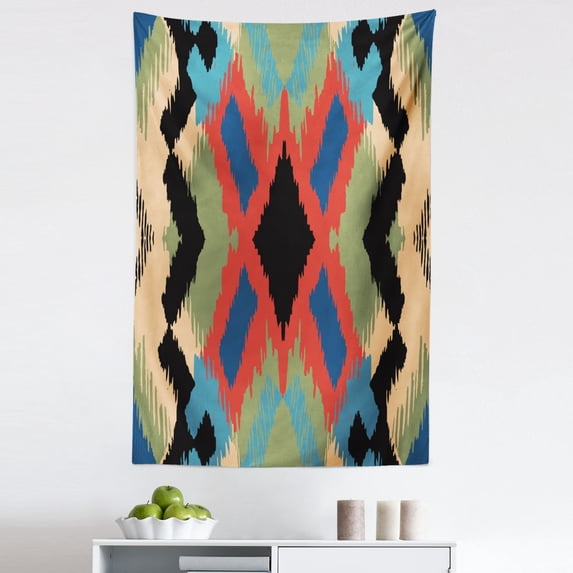 Bohemian Art Tapestry, Geometric Folkloric Pattern Indigenous Tribe Primitive Design, Fabric Wall Hanging Decor for Bedroom Living Room Dorm, 5 Sizes, Slate Brown and Dark Grey, by Ambesonne