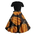 thumbnail image 3 of Edvintorg Halloween Dresses Short Sleeve Clearance Women's Vintage Evening Dress Classic Print Casual Loose Swing Dress, 3 of 3