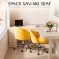 thumbnail image 6 of Vyrox Home Office Chair, Adjustable Swivel Vanity Chair with Wheels, Upholstered Mid-Back Rolling Task Chair, Armless Desk Chair for Bedroom, Living Room, Study, Yellow, 6 of 7