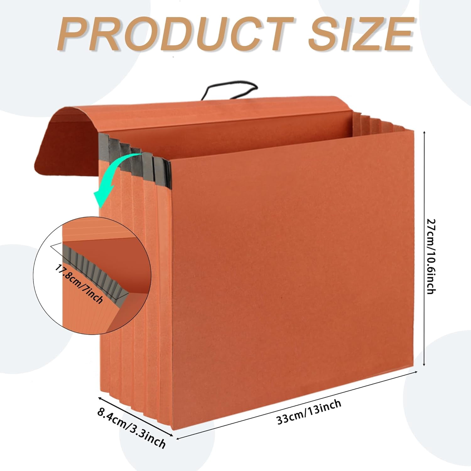 3 Packs Expanding File Pockets with Flap,Heavy Duty Expandable Folder Bag,Expanding File Folder, Elastic Cord Closure,Accordion File Organizer for Office,School,Home,Letter Size Kraft