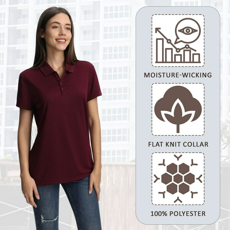 Zfeel-High Performance Pure Poly Polo Collar T-shirt For Women, 6