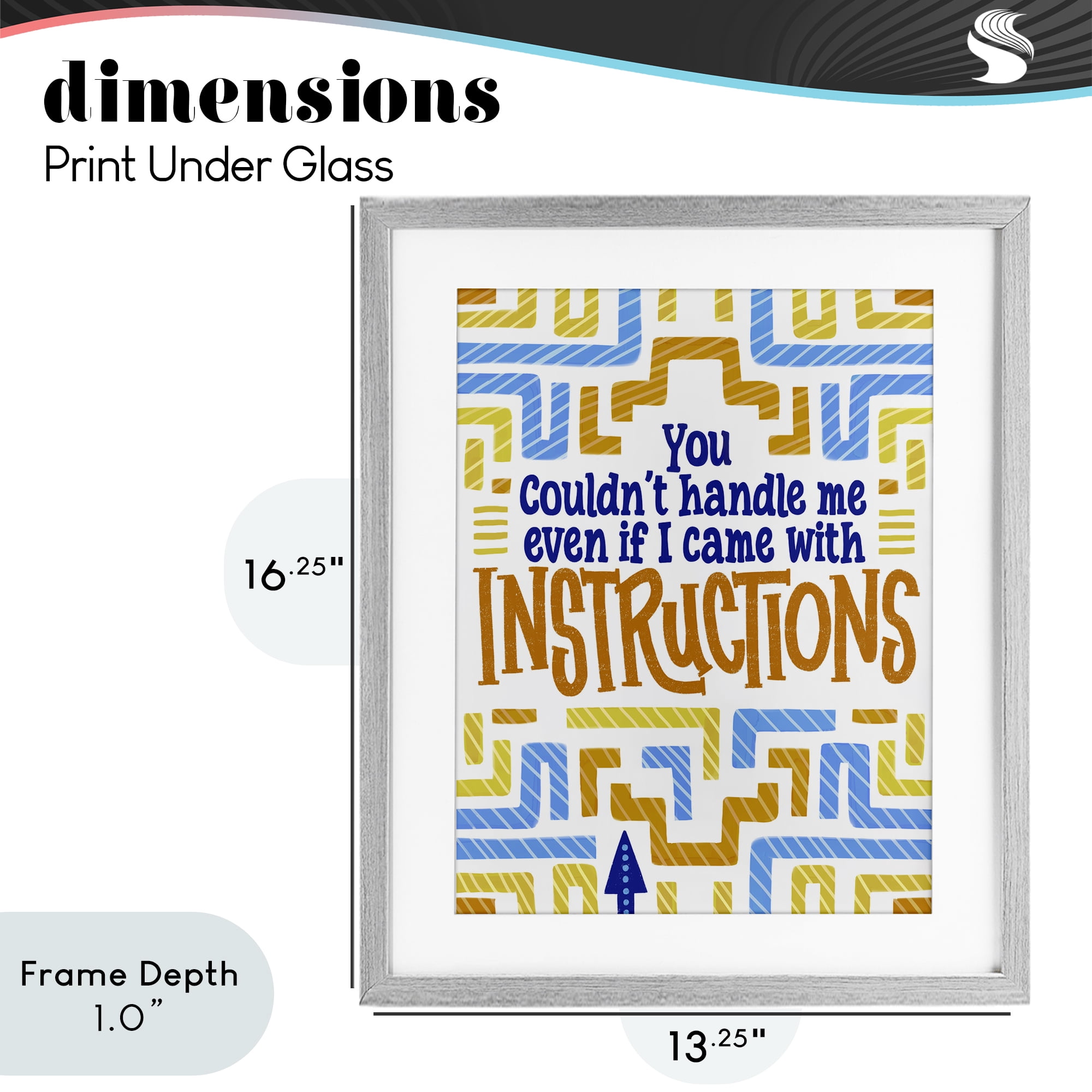 Stupell Industries Funny Can't Handle Me Gray Framed Print Under Glass, design by Connie Summers