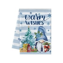 Yhmxh Blue Christmas Kitchen Towels Winter Dishcloths Snowman Gnomes Snowflake Tea Christmas Hand Dish Towels Let Snow Decoration for Baking Holiday Bathroom Xmas Home Gift Supplies