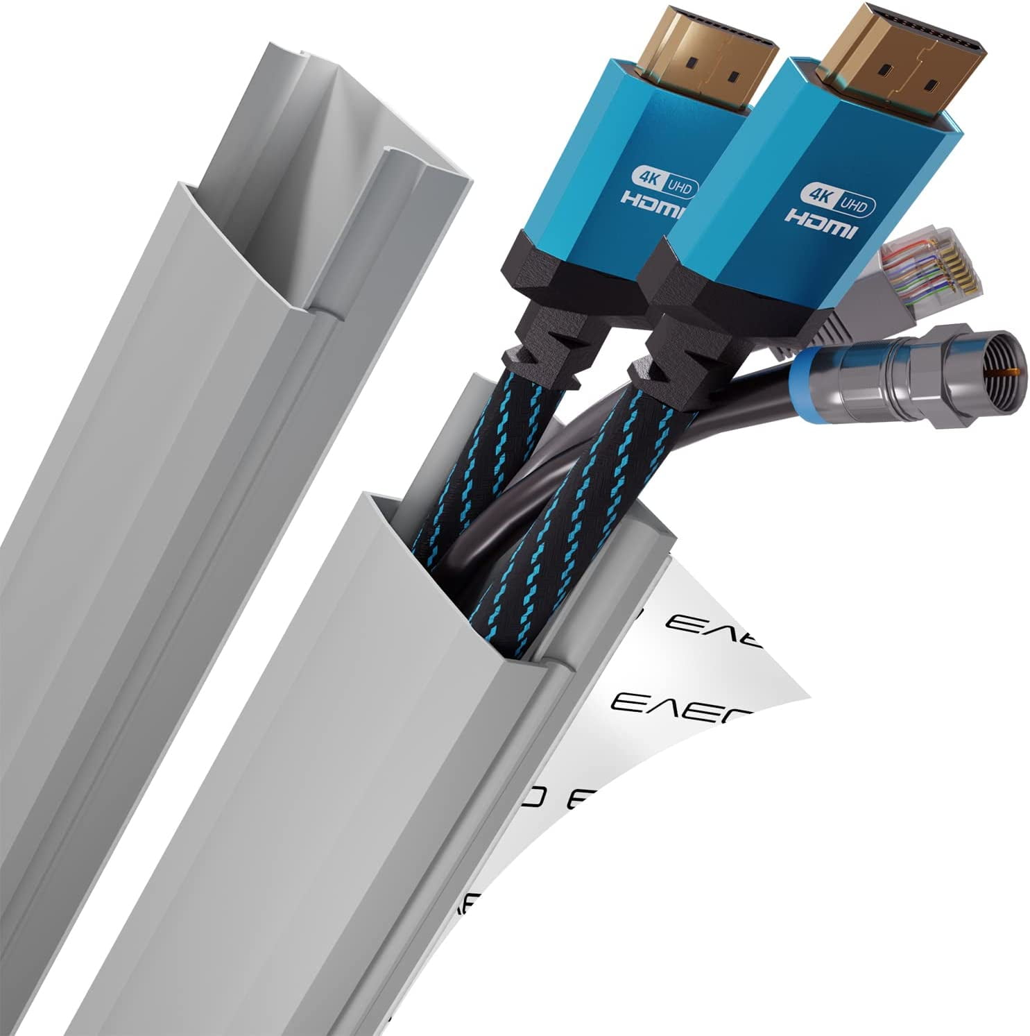 TV Cord Hider Kit (Grey) 34 Inch Cord Cover Wall Wire Hider Wire