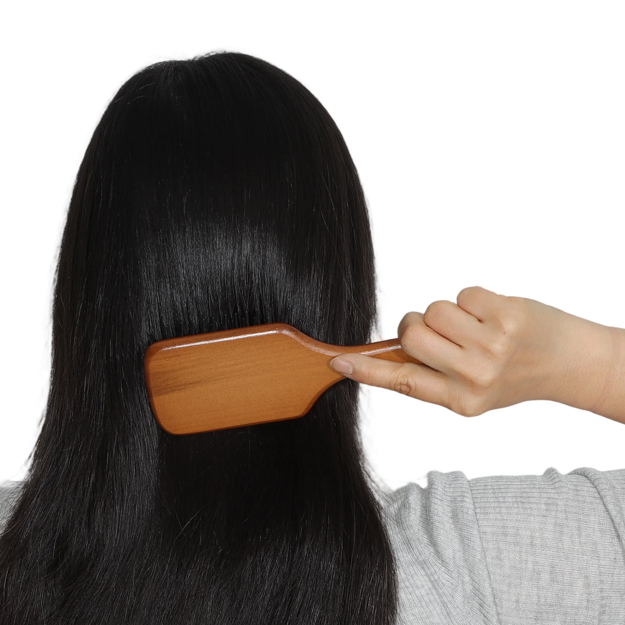Unique Bargains 1 Pc Wood Airbag Hair Comb for Hair Care Dark Brown, Black 7.68"x2.56"