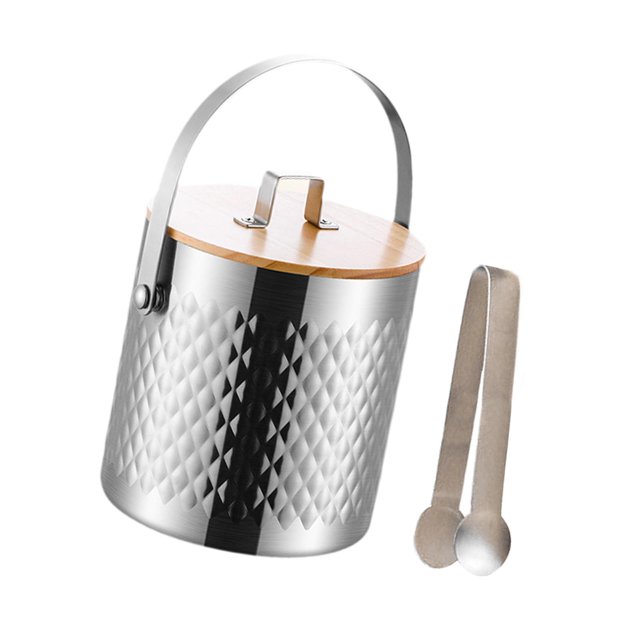 Cubo de hielo de hielo aislado de doble pared cubo de cerveza portátil de gran capacidad 2l herramienta de bar de enfriamiento de cerveza a prueba de Plata