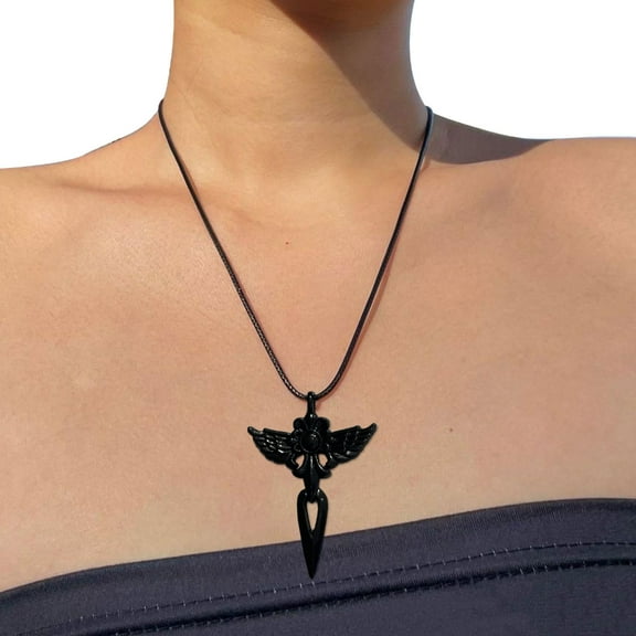 YIEMEEN Gothic Punk Spiders Necklace Dark Cross Charm Clavicle Chain Hip Hop Moth Choker