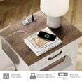 thumbnail image 6 of Side Table with 2 Drawers & Open Shelf, Farmhouse End Table with Charging Station, Wooden Nightstand for Bedroom & Living Room, Antique White, 6 of 8