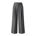 thumbnail image 4 of Oiangi Wide Leg Dress Pants for Women High Waist Stretchy Ruched Slacks Casual Basic Business Work Trousers with Pockets Dark Gray S, 4 of 9