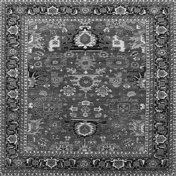 Ahgly Company Indoor Square Oriental Gray Industrial Area Rugs, 3' Square