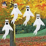Mczan 4 Packs Halloween Decorations Ghost Hanging Windsock Hallowmas Flag Wind Socks Outdoor Yard Decor Party Supplies 18