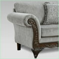 thumbnail image 4 of Hernen Gray Chenille Sofa with Carved Wood Frame – 4 Fringe Pillows, Rolled Arms for Living Room | Gray | Rolled Arms | Wood+Fabric, 4 of 5