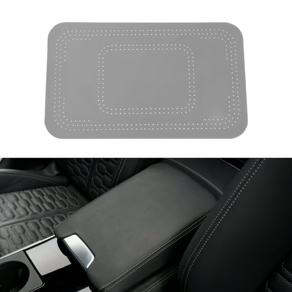 Unique Bargains Car Center Console Cover Car Armrest Cover 12.6"x7.48"x0.08" Light Gray Suede