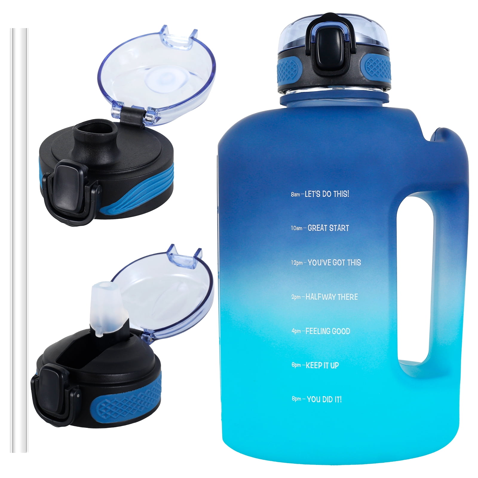Lierteer 2 Liter Sports Water Bottle With Straw Men Women Fitness