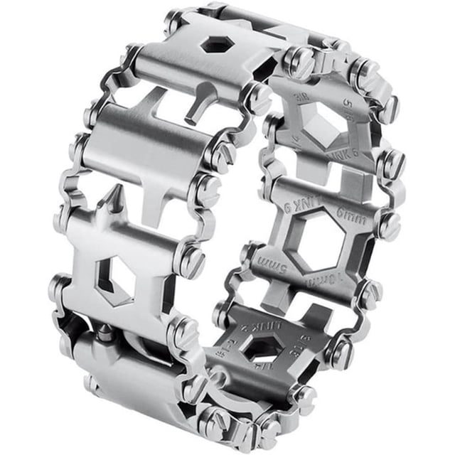 Bracelet d'Outils Multifonction en Acier Inoxydable Multitool avec 29 Outils pour Camping et Randonnée en Plein Air Trousse d'Urgence 10 Grammes Argent