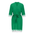 thumbnail image 4 of qolati Women's Satin Robe Silk Kimonos Bathrobe Lace Trim Knee Length Bridesmaids Wedding Bridal Party Loungewear Sleepwear, 4 of 6