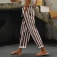 thumbnail image 2 of Audhol Casual Pants Women Women's Printed Everyday Casual Drawstring Pants Stripe Pants Women Coffee XL, 2 of 4