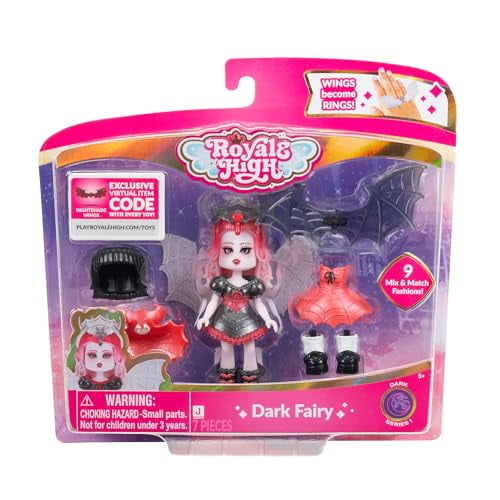 Royale High 3” Dark Fairy Fashion Doll - 1 Figure with 9 Fashion Accessories - Virtual Item Code Included - Series 1 - Ages 5+