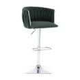 thumbnail image 4 of Boucle Swivel Bar Stools Set of 2, Adjustable Bar Stools with Hand Woven Back and Silver Footrest, Bar Stool Chairs for Kitchen Island, Dining Room, Emerald, 4 of 9