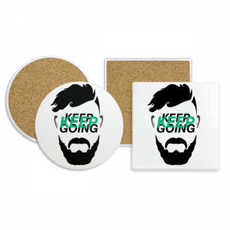 

Men Keep Face Move Forward Coaster Cup Mug Holder Absorbent Stone Cork Base Set