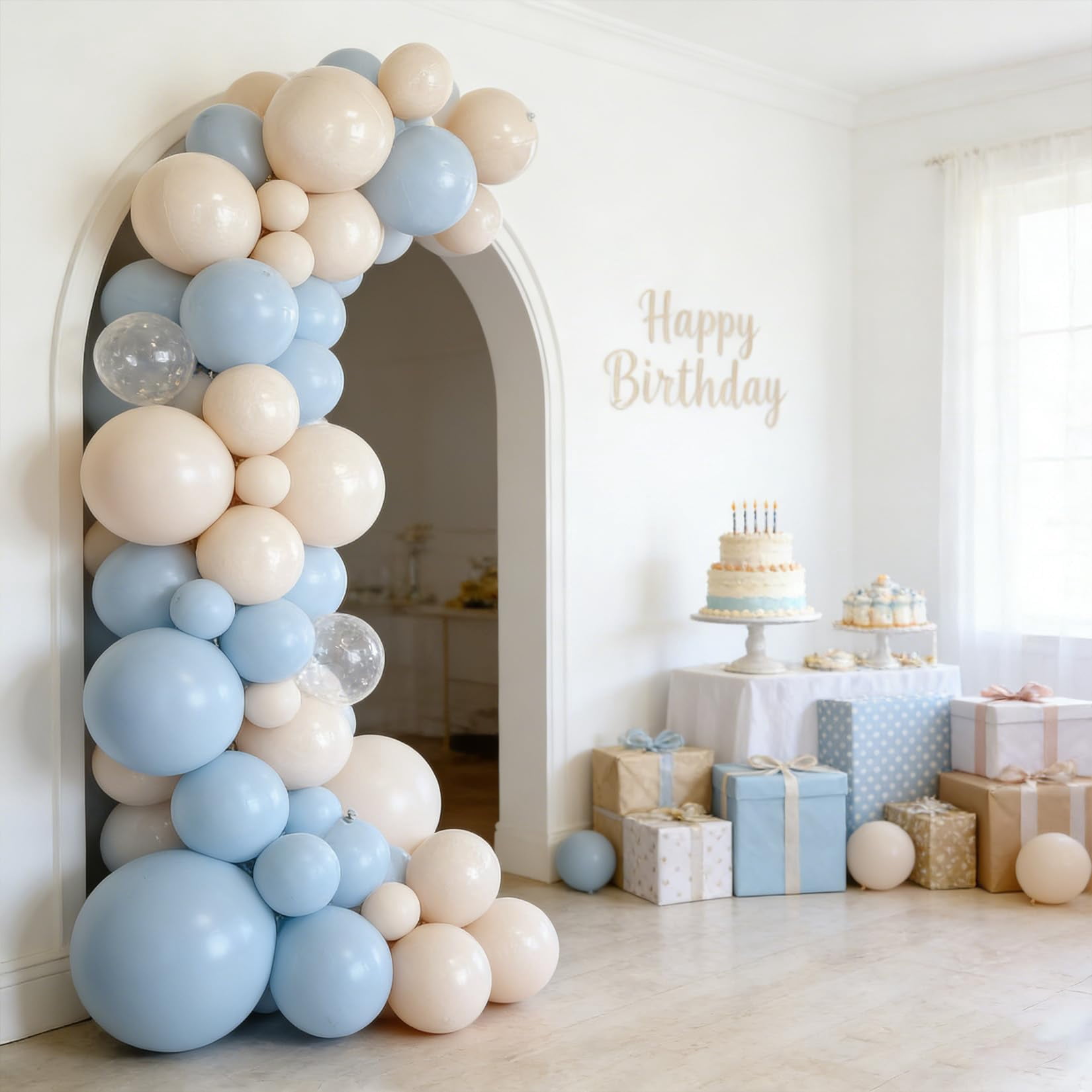 Balloon Arch Kit, Reusable Balloon Garland, Inflatable Balloon Garland Arch Kit, 7 Linked PVC Balloons, Quick Inflate & Easy Setup for Birthdays, Weddings & Events