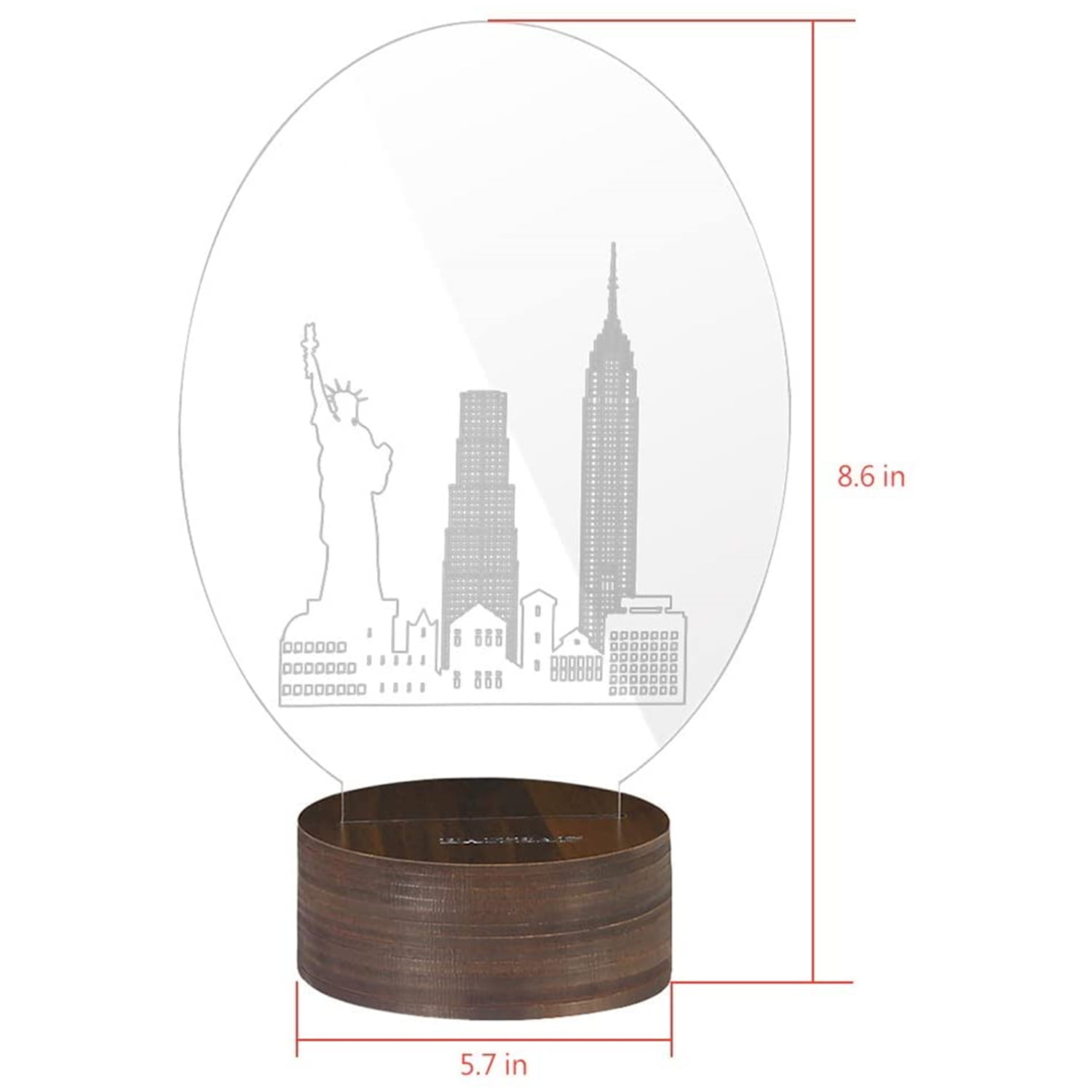 Oumilen Wooden Brown Night Light Table Kids Gift Home Decoration