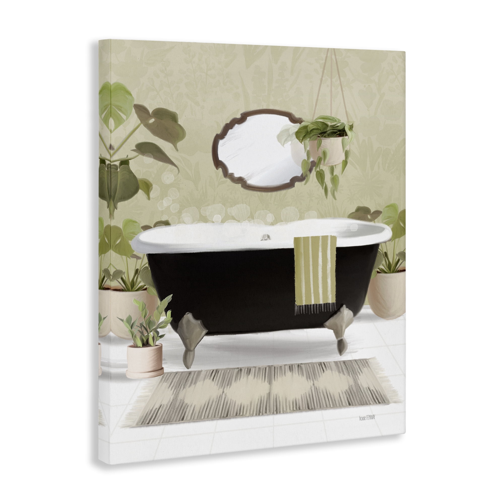 Stupell Industries Relaxing Bathroom Tub Bath & Laundry Painting Wrapped Canvas Art Print Wall Art, 36 x 48