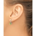thumbnail image 3 of Sterling Silver Rhodium Plated Round Peridot And Diamond Wire Earrings (19 X 6) Made In India qdx824, 3 of 5