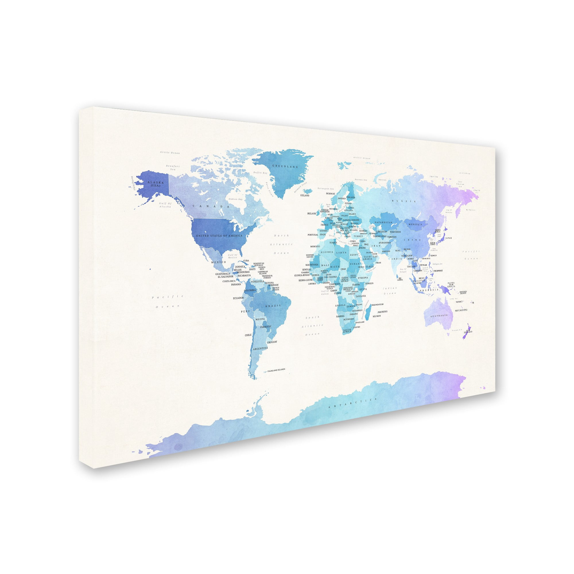 Trademark Fine Art "Watercolor Political Map of the World" Canvas Art by Michael Tompsett
