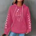 thumbnail image 2 of Sweatshirts for Women Trendy Camo Fall Loose Fit Hooded Long-sleeved Kimono Off the Shoulder Hoody Footprint Print Leisure Cotton Sweatshirt Hoodie(Hot Pink,S), 2 of 7