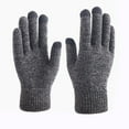thumbnail image 2 of AWZXDE Winter Solid Knitted Gloves Thermal Brushed Lined Cozy Full Finger Gloves, Cold Weather Hand Comfort Black grey, 2 of 4