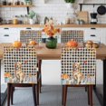 thumbnail image 3 of Thanksgiving Dog Chair Covers Set of 6 Fall Pumpkins Leaves Plaid Texture Chair Back Covers Stretch Removable Washable Slipcovers Protector for Dining Room Kitchen Party Decor, 3 of 5