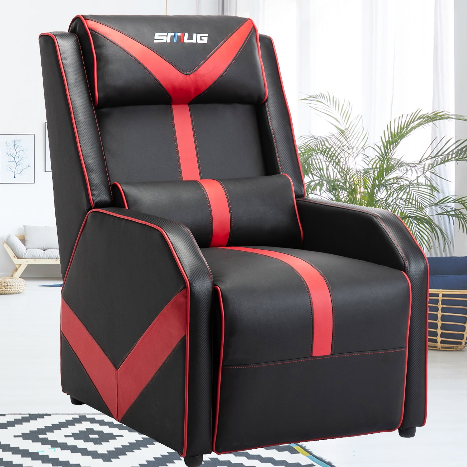 Gaming Recliner Chair for Adults Single PU Leather Sofa Comfortable