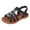 Black, variant on Girls Gladiator Sandals with Adjustable Hook and Loop Glitter Rhinestone Comfy Princess Flat Shoes for Summer Beach Dressy Black 13 Little Kid