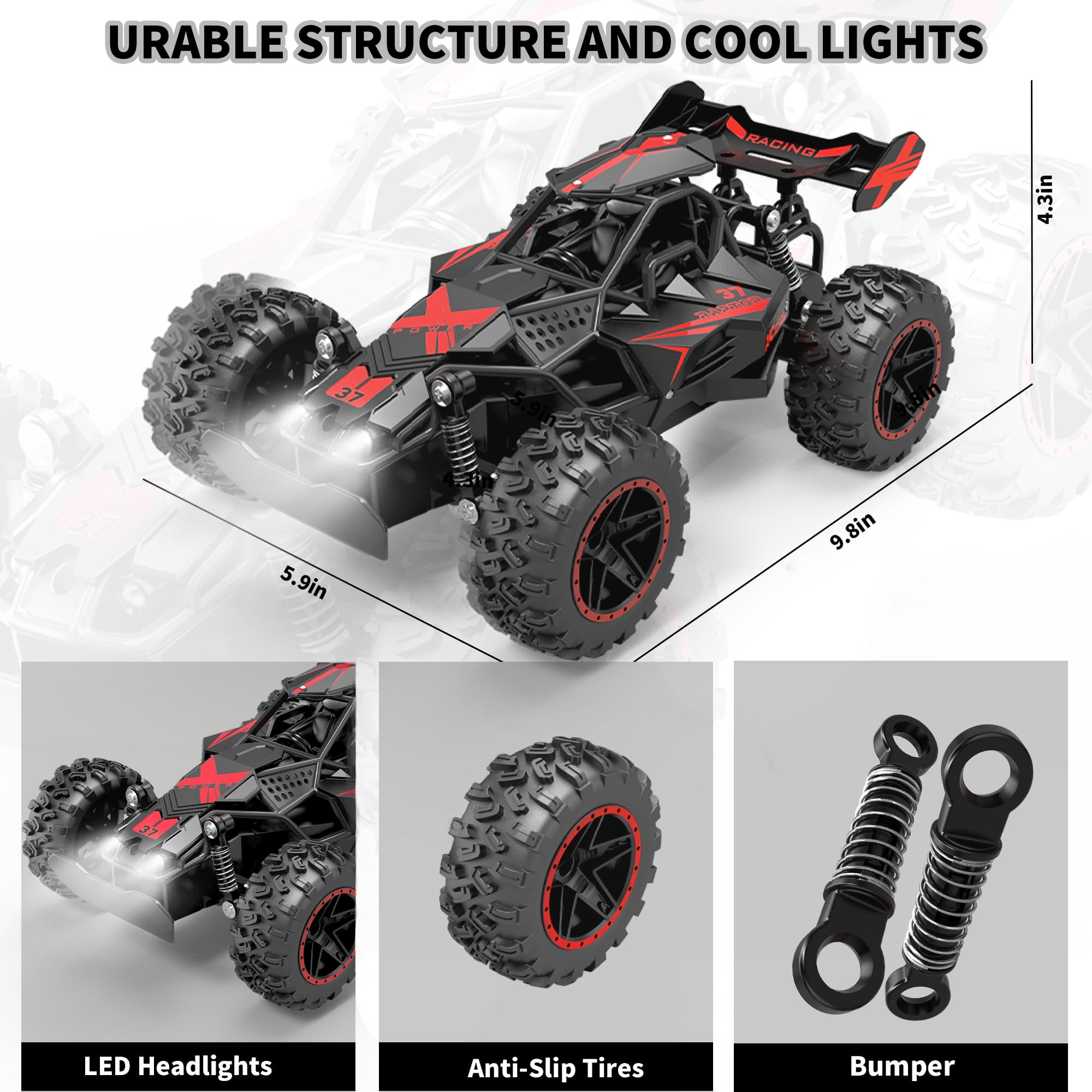 UUGEE RC Cars Toys for Boys,15MPH High Speed Remote Control Cars with Headlight,RC Truck Off Road for Kid 6-12 Christmas Birthday Gifts