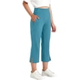 thumbnail image 2 of Maqroz Girls Flare Capri Pants High Waisted Stretchy Yoga Split Hem Summer Athletic Gym Trousers with Pockets Back to School pants 6-15 Years, 2 of 8