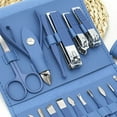 thumbnail image 5 of Juego de 16 cortaúñas de acero para manicura y pedicura, kit profesional de cuidado personal, color azul, 5 of 5