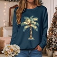 thumbnail image 2 of Towmus Christmas Palm Tree Sweatshirt for Women Funny Hawaiian Graphic Sweatshirts Crewneck Long Sleeve Casual Pullover Tops, 2 of 6
