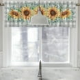thumbnail image 2 of Summer Fall Sunflower Eucalyptus Leaves Kitchen Curtains Valance 54x18, Buffalo Plaid Check Short Window Topper Rod Pocket, Seasonal Spring Farmhouse Home Living Room Bedroom Bathroom Decor, 2 of 6