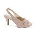 thumbnail image 4 of KAREN SCOTT Womens Beige Adjustable Pumps Rhinestone Perforated Brooke Round Toe Stiletto Buckle Slingback 6 M, 4 of 4