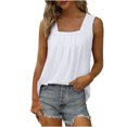 thumbnail image 3 of JGGSPWM Summer Tank Tops for Women Loose Fit Pleated Square Neck Sleeveless Tops Curved Hem Flowy Loose Fit Camisole Trendy Breathable Tees Shirts, 3 of 10