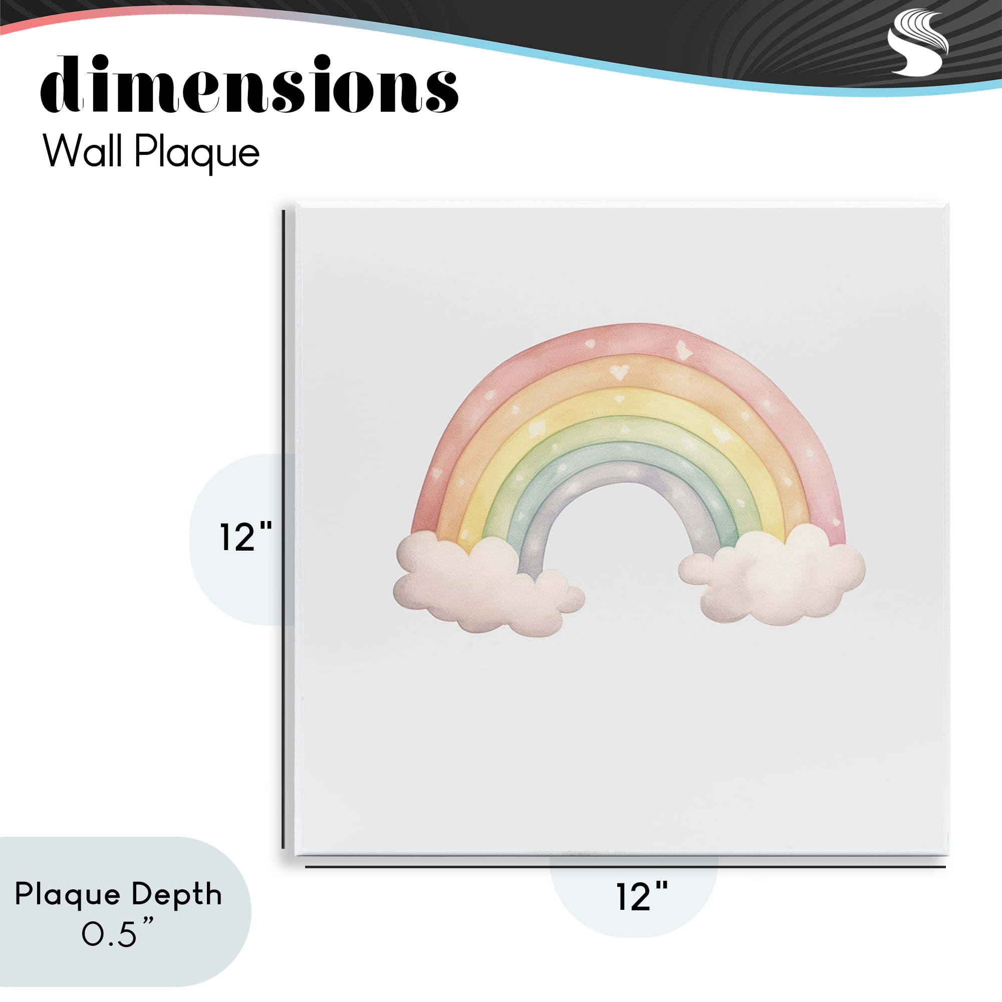 Stupell Industries Dreamy Pastel Rainbow with Clouds Wall Plaque Art, design by Karen Smith