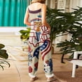 thumbnail image 4 of JULMCOMO 4th of July Jumpsuits for Women 250th Year Cotton Linen Spaghetti Straps Plus Size Red White Blue Overalls Stars Stripes Wide Leg Sleeveless Patriotic Rompers with Pockets Red S, 4 of 6
