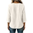 thumbnail image 7 of NTACZA Crew Neck Summer Tops for Women 2026 Floral Cotton And Linen Casual Blouses Relaxed Fit 3/4-Sleeve Shirts for Women, 7 of 7
